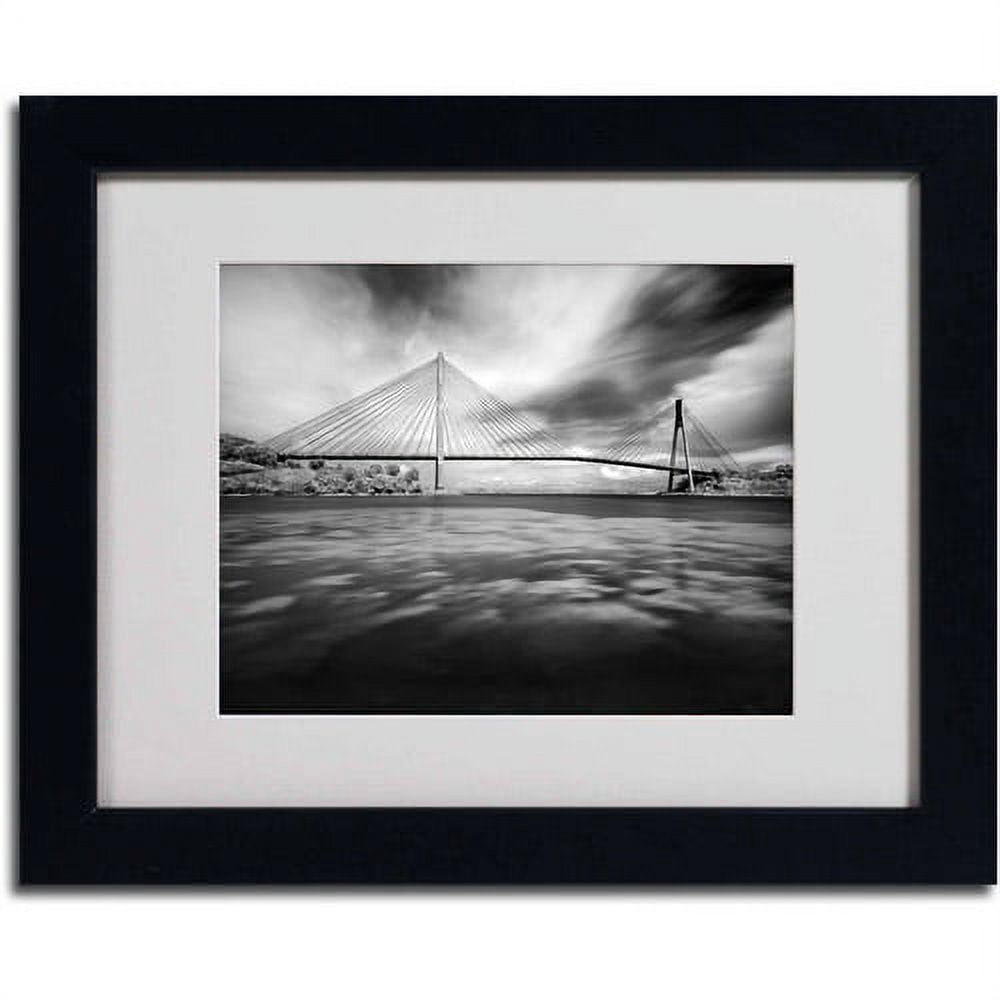 Matted art under acrylic in a black frame