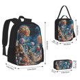 thumbnail image 2 of Pofeuu Starry Sky Planet Lollipop Print Backpack Travel Backpacks With Lunch Bag Pencil Bag Set 3 pcs Set Cartoon Backpack, 2 of 7