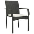 thumbnail image 3 of vidaXL 5 Piece Garden Dining Set with Cushions Black Poly Rattan, 3 of 5