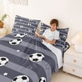 thumbnail image 3 of Erosebridal Geometric Stripes Print Queen Sheet Sets,Soccer Pattern Football Sport Kids Bed Set 4-Piece, 3 of 6