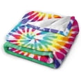 thumbnail image 5 of Tie Dye Throw Blanket for Couch Sofa Bed 80" X 60", Queen Size Fuzzy Soft Plush Throws for Adults, Lightweight Cozy Summer Autumn Blankets All Seasons, 5 of 6