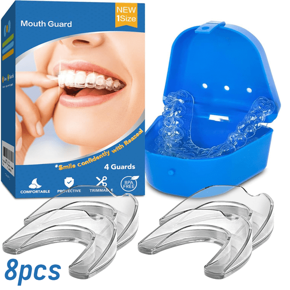 Mouth Guard for Grinding Teeth at Night: Moldable Dental Guard for Sleeping - Nighttime Protection for Teeth 8 Pack