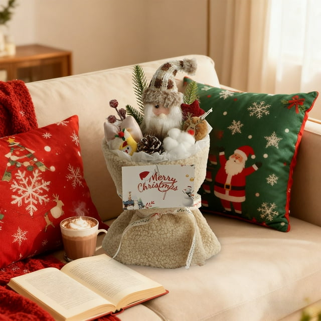 Adornos para muñecas Loth, adornos navideños, ramo de Papá Noel con luces LED y bolsa de regalo, decoración festiva, adornos de Halloween, decoración de otoño, decoración del hogar, adornos navideños.