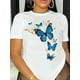 thumbnail image 2 of Butterfly print t-shirt, short sleeve crew neck casual top for summer & spring, women's clothing Tee Tee For Adult, Men, Women, Teen, Teenager, Adolescent, Youth, 2 of 8