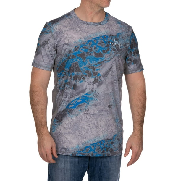 Realtree Wav3 Tahoe Blue Men's Short Sleeve Fishing Shirt - Walmart.com