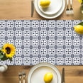 thumbnail image 4 of Burlap Table Runner 90 Inches Long, Vintage Geometric Art Stripe Lattice Non-Slip Kitchen Table Runners for Dining Room Everyday Use Party Table Decorations Abstract Flower Tile Texture, 4 of 9