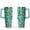 Greenish-blue-3, variant on 40oz Tropical Pineapple Pattern Stainless Steel Flip Straw Tumbler Spill Proof Travel Cup Double Wall Vacuum Insulated Coffee Mug with Top Handle