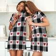 thumbnail image 4 of Goofa Heart Black Buffalo Plaid Gingham Print Women’s Cotton Nightdress – Short-Sleeved Sleep Dress, Casual Loose-Fit Lounge Wear, Comfortable and Stylish Sleepwear for Women, 4 of 6