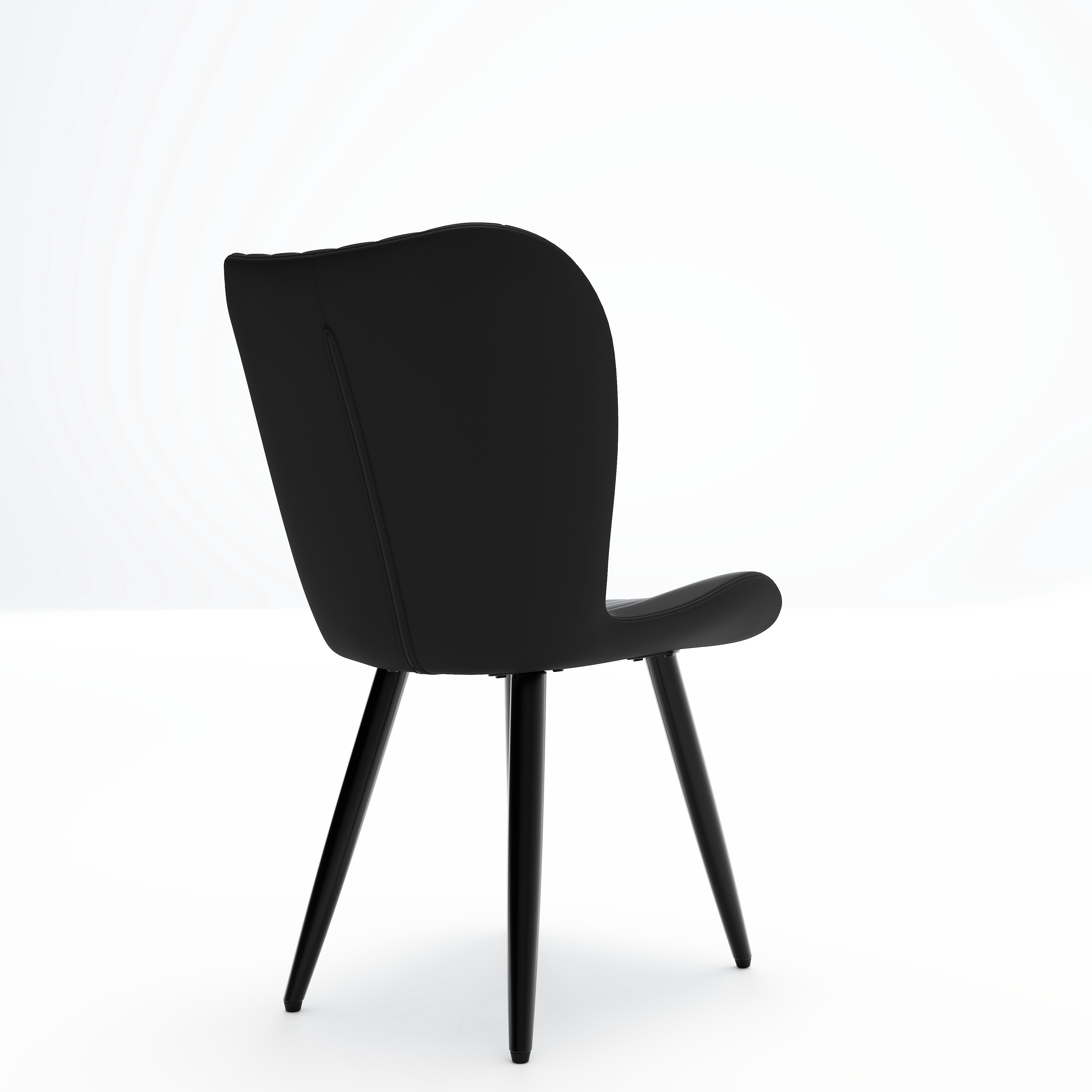 Noble House Modern PU Leather Dining Chairs with Metal Legs, Armless Padded Side Chairs, Kitchen, Black, Set of 2