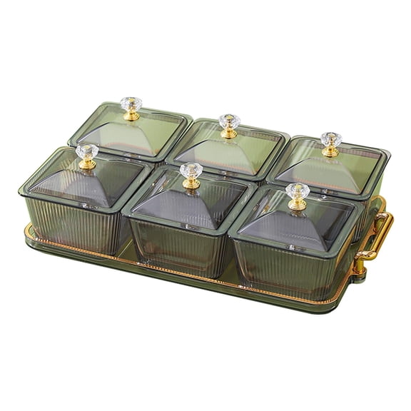 Platos para servir divididos, plato para aperitivos, caja contenedora de almacenamiento de alimentos a prueba de polvo, platos de frutas secas C