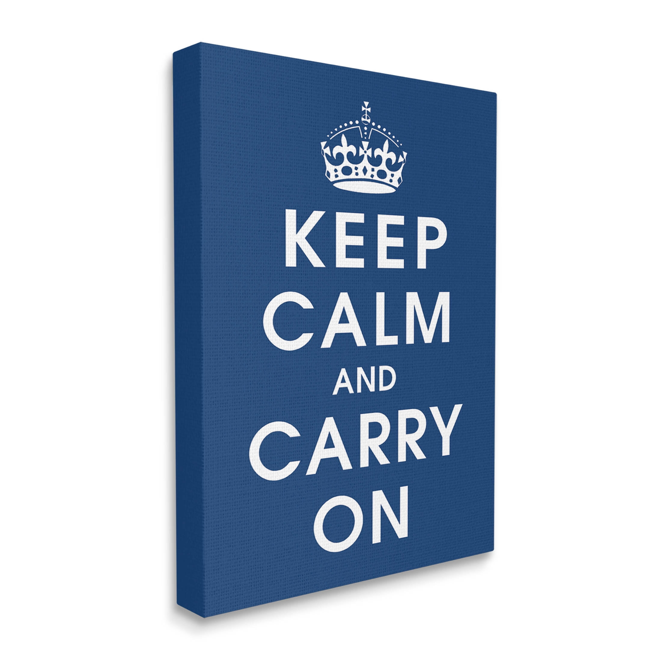 Keep Calm And Carry On Crown Inspirational Graphic Art Gallery Wrapped Canvas Print Wall Art