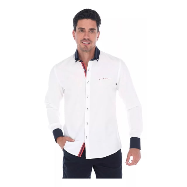 Porto Blanco Camisa Caballero Color Blanco Manga Larga