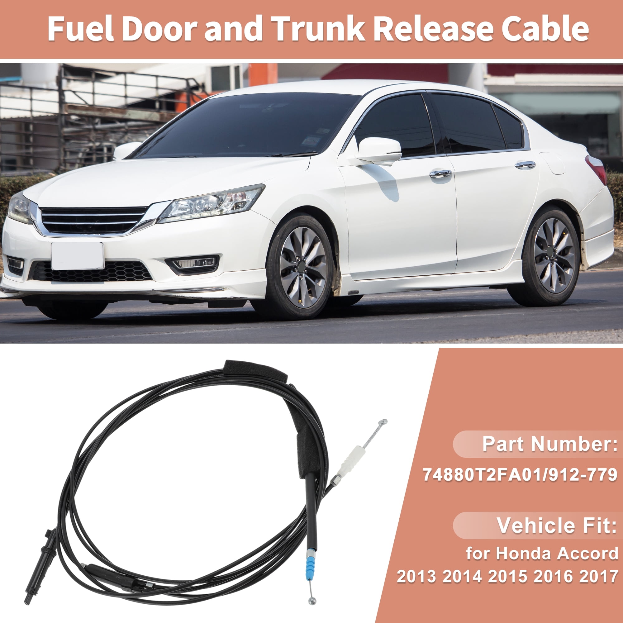 Unique Bargains Fuel Filler Door and Trunk Lid Release Cable for Honda Accord 2013-2017