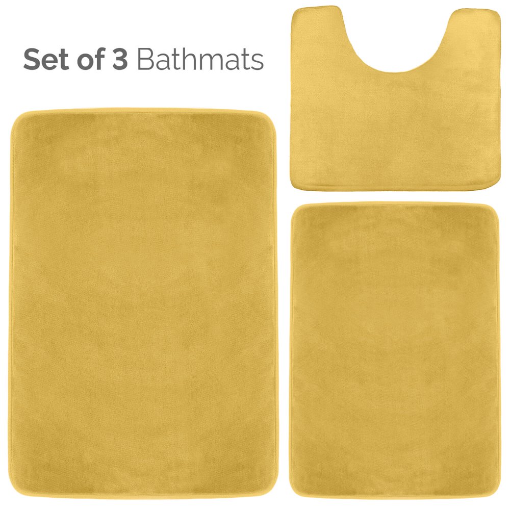 3 Piece Premium Memory Foam Bathroom Mat Set Includes 20x32, 17x24 and Oval UShape Contour
