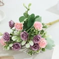 thumbnail image 3 of Mecorevxz Artificial Roses Flowers Fake Silk Rose Bouquet 15 Heads 2 Packs of Realistic Blossom Roses for Valentines Day Wedding Party Decorations(Purple), 3 of 7