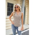 thumbnail image 4 of Summer V-neck Crossover Sleeveless Button Short-sleeved Slim T-shirt For Women, 4 of 10