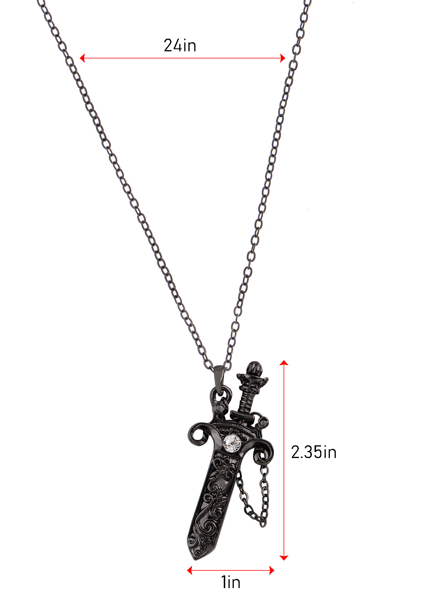 Black Punk Removable Dagger Sword with Engraved Handle  display picture 2