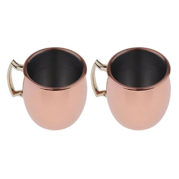 ACDANC 2-Pack 60ml Mug Marble Double Walled Copper Mugs Cup,Pure Solid Copper Cups with Brass Handles Finish