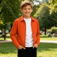 thumbnail image 6 of Mooqilaa Boys Lightweight Jackets, Zip up Stand-up Collar Outdoor Long Sleeve Kids Windbreaker Orange Size 16-17 T, 6 of 7