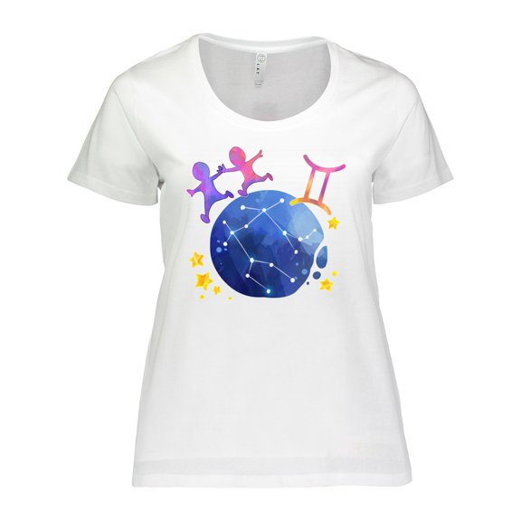 Inktastic Gemini Constellation Zodiac Sign Illustration Women's Plus Size T-Shirt