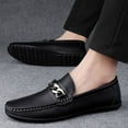 thumbnail image 6 of Men's Casual Loafers Slip On Leather Shoes Lightweight Driving Shoes Moccasins Classic Penny Loafer Flats Boat Shoes Outdoor Walking Shoes, 6 of 10