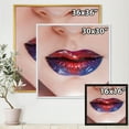 thumbnail image 4 of Designart 'Beautiful Women Lips With Red and Blue Lipstick' Modern Framed Canvas Wall Art Print, 4 of 5