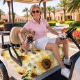 thumbnail image 3 of Golf Cart Seat Covers for 2 Seater,Yellow Sunflower Microfiber Cart Seat Towel Blanket,Vintage Country Bee Plaid Ginger Check Absorbent NonSlip Bench Seats Protector for Golf Course 51"x31", 3 of 9