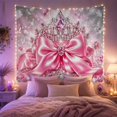 thumbnail image 2 of Pink jeweled tiara and satin bow amid sparkling gems and soft bokeh, Sparkling princess Style for Children and teens, Thoughtful Gift for Bedroom, playroom, dressing room, Tapestry Wall Hanging, 2 of 7