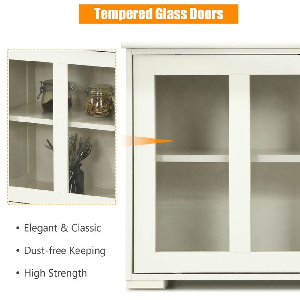 Finihen Kitchen Storage Cabinet, Buffet Sideboard, Sideboard Buffet Cupboard Storage Cabinet with Sliding Door, for Dining Room, Kitchen, Living Room, Antique White Finihen Kitchen Storage Cabinet, Buffet Sideboard, Sideboard Buffet Cupboard Storage Cabinet with Sliding Door, for Dining Room, Kitchen, Living Room, Antique White