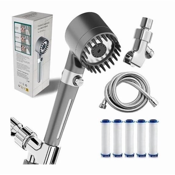 Ion Drops Filtered Shower Head,Ion Drops Shower Head, Drivse Showerhead Rainfall Shower Head, Adjustable Filtered Showerhead With 5 Filter Replacements, Built-In Power Flash For Bathroom Cleaning