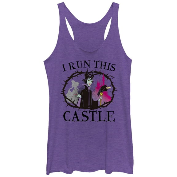 Women's Sleeping Beauty Maleficent Castle  Racerback Tank Top Purple Heather 2X Large