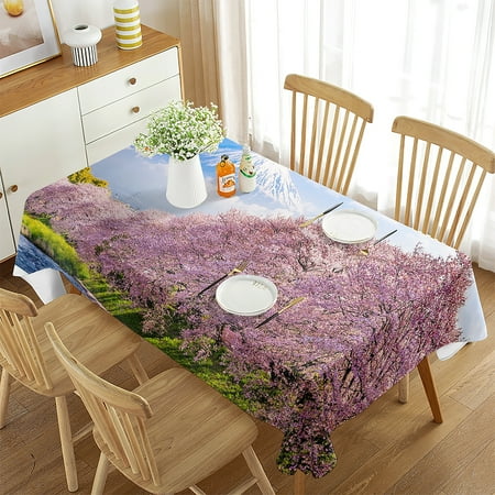 

Tablecloth Pink Cherry Blossoms Japan Mount Fuji Snow Mountain r Rectangular Tablecloth Kitchen Dining Room Beautiful r