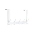 thumbnail image 2 of Over The Door Hooks 5 Hook Heavy Duty Steel Hanger for Coats Towels Hats Backpacks, Rust Resistant Scratch Free Space Saving Door Organizer, No Drill Installation, White, 2 of 6