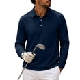 thumbnail image 2 of Hngshg Mens Tee Shirts Casual Button Up Collared Pullover Tops Dressy Long Sleeve Solid Color Golf T-Shirts, 2 of 7