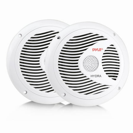 PYLE PLMR60W - 6.5 Inch Dual Marine Speakers - 2 Way Waterproof and Weather Resistant Outdoor Audio Stereo Sound System with 150 Watt Power, Polyprone Cone and Cloth Surround - 1 Pair -