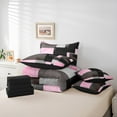 thumbnail image 5 of Feelyou Chic Geometric Abstract Bedding Comforter Set 7pcs, Pink Square Rectangle Queen Bedding Sets, Teen Kid Child Adult Reversible Queen Sheet Sets, Breathable Home Decor, 5 of 7