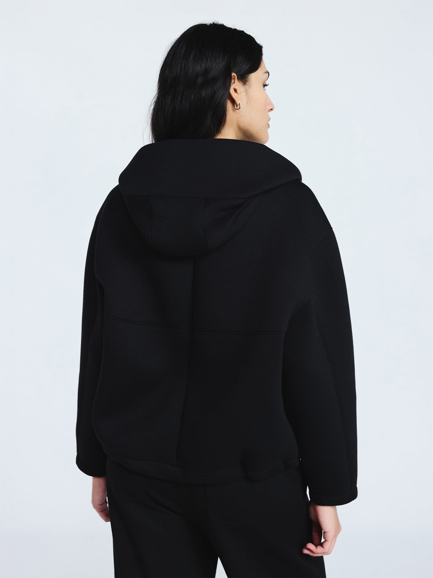 Scoop Women's and Women's Plus Neoprene Fleece Oversized Jacket with Hood, Sizes XS-4X