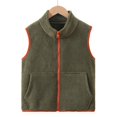 thumbnail image 2 of Staki Girls Puffer Vest Girls Fleece Vest Kids Fall Winter Fuzzy Outerwear Jacket with Pockets(Army Green,16-18 Years), 2 of 3