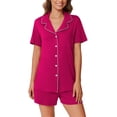 thumbnail image 5 of Ekouaer Pajamas Set for Women 2 Piece Pjs Short Sleeve Sleepwear Button Down Lounge Shorts Sets, 5 of 6