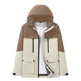 thumbnail image 3 of QATAINLAV Mens Drawstring Hooded Windbreaker Jackets Casual Waterproof Rain Jacket Full Zip up Color Block Outerwear White,XL, 3 of 6