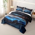 thumbnail image 3 of Erosebridal Teens Blue Sport Car Quilt King,Boys Rally Race Fast Car King Coverlet Set, 3 of 7