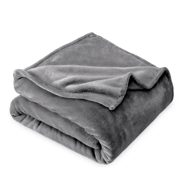 Bare Home Couverture en Molleton Microplush - 300 G/m2 - Microfibre Duveteuse - Douce et Moelleuse - Lit Simple/simple TG, Gris