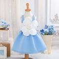 thumbnail image 2 of Girls Princess Dress with 3D Flower Sleeveless Formal Party Gown Easter Wedding Birthday Cute Short Dress (6 Years, Blue), 2 of 8