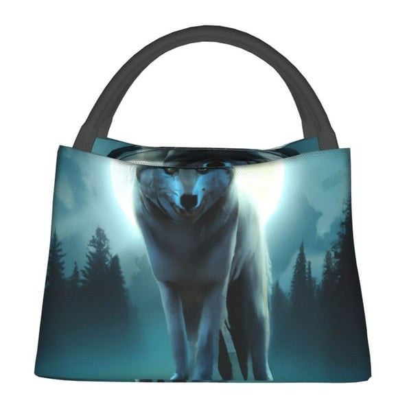 Fotbe Wolf Bolsa Térmica Portátil con Estampado, Bolsa de Entrega de Alimentos Aislada, Bolsa Reutilizable de Gran Capacidad para Comidas y Supermercado