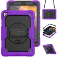 thumbnail image 1 of Case for iPad Air 3rd Generation 2019/iPad Pro 10.5 Inch 2017 with Screen Protector, 360 Degree Rotating Kickstand Hand Strap Heavy Duty Shockproof Cover with Shoulder Strap, Purple, 1 of 7