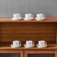 thumbnail image 4 of Vancasso 2.5 oz Coffee Mug Sets of 6, Stackable Espresso Cups with Saucers & Metal Stand, Ceramic Cappuccino Cups for Espresso, Tea, White, 4 of 10