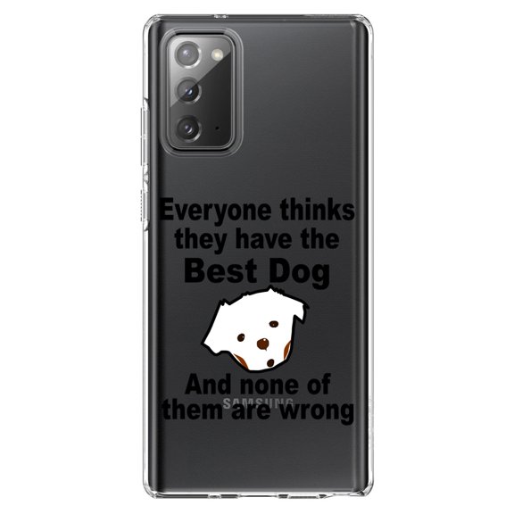 DistinctInk Clear Shockproof Hybrid Case for Galaxy Note 20 ULTRA (6.9" Screen) - TPU Bumper Acrylic Back Tempered Glass Screen Protector - Everyone Things They Have The Best Dog