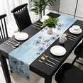 thumbnail image 3 of Blue Flower Table Runner 36 Inches Long, Retro Gradient Texture Painting Plant Leaf Kitchen Coffee Dining Table Decoration for Home Party Birthday Wedding Home Decor 13x36 Inches, 3 of 8