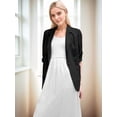 thumbnail image 6 of Women'S Lightweights Lapel Three-Quarter Sleeve Elastic Pleated Fully Lined Casual Work Jacket with Pockets Black M, 6 of 9
