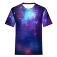 thumbnail image 5 of Penkiiy Galaxy Printed Shirt ,Women's 2024 Spring And Summer Casual Fashion Sky Print Short-Sleeved Round Neck T-Shirt Tops/Shirts S Purple, 5 of 6